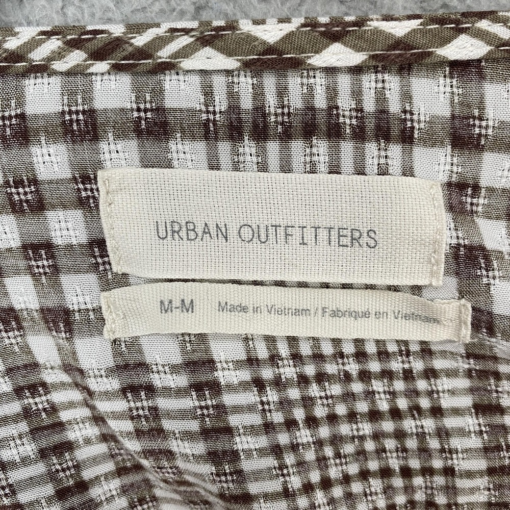 Urban Outfitters Midi Dress Womens Medium Check Belted V Neck Neutral Clean Girl - Picture 7 of 14